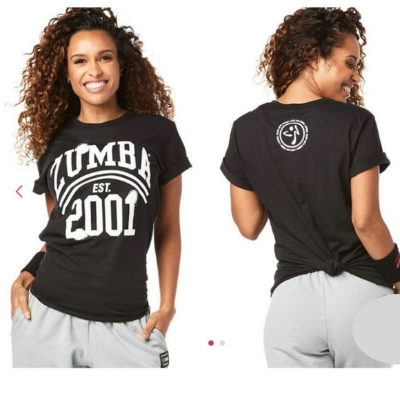 Zumba Est. 2001 Tee Size M/L Preowned back knot casual activewear - Picture 1 of 5